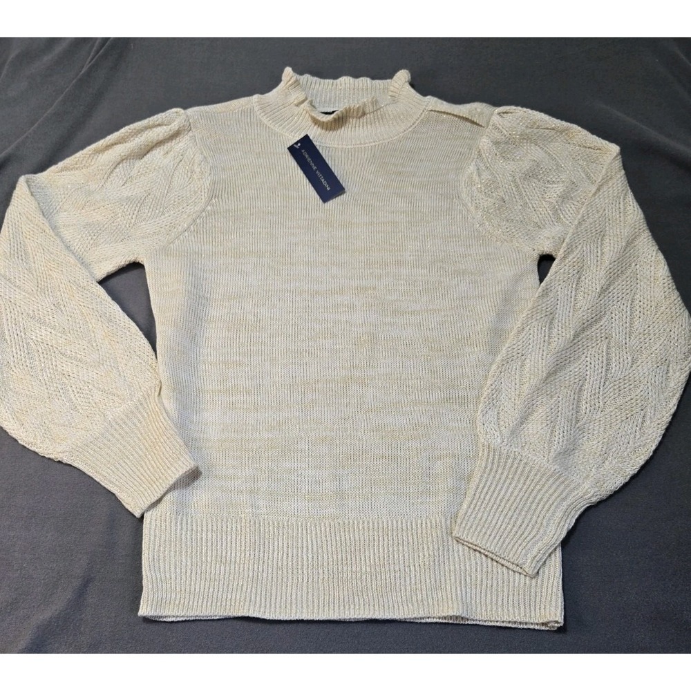 ADRIENNE VITTADINI Ivory Metallica Turtleneck Sweater  Sz Medium NWT